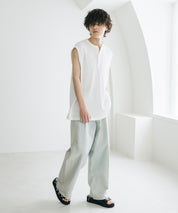 オーバーサイズ T/Cワッフルヘンリーネックタンクトップ 15577