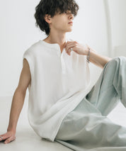オーバーサイズ T/Cワッフルヘンリーネックタンクトップ 15577