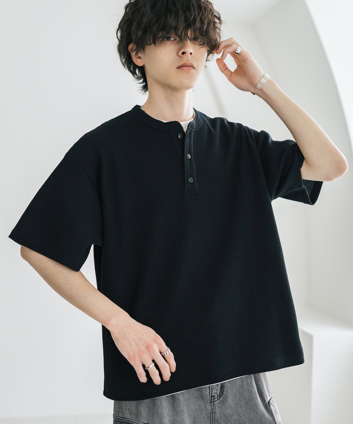 オーバーサイズ T/Cワッフルヘンリーネック半袖Tシャツ 15578 – Rocky