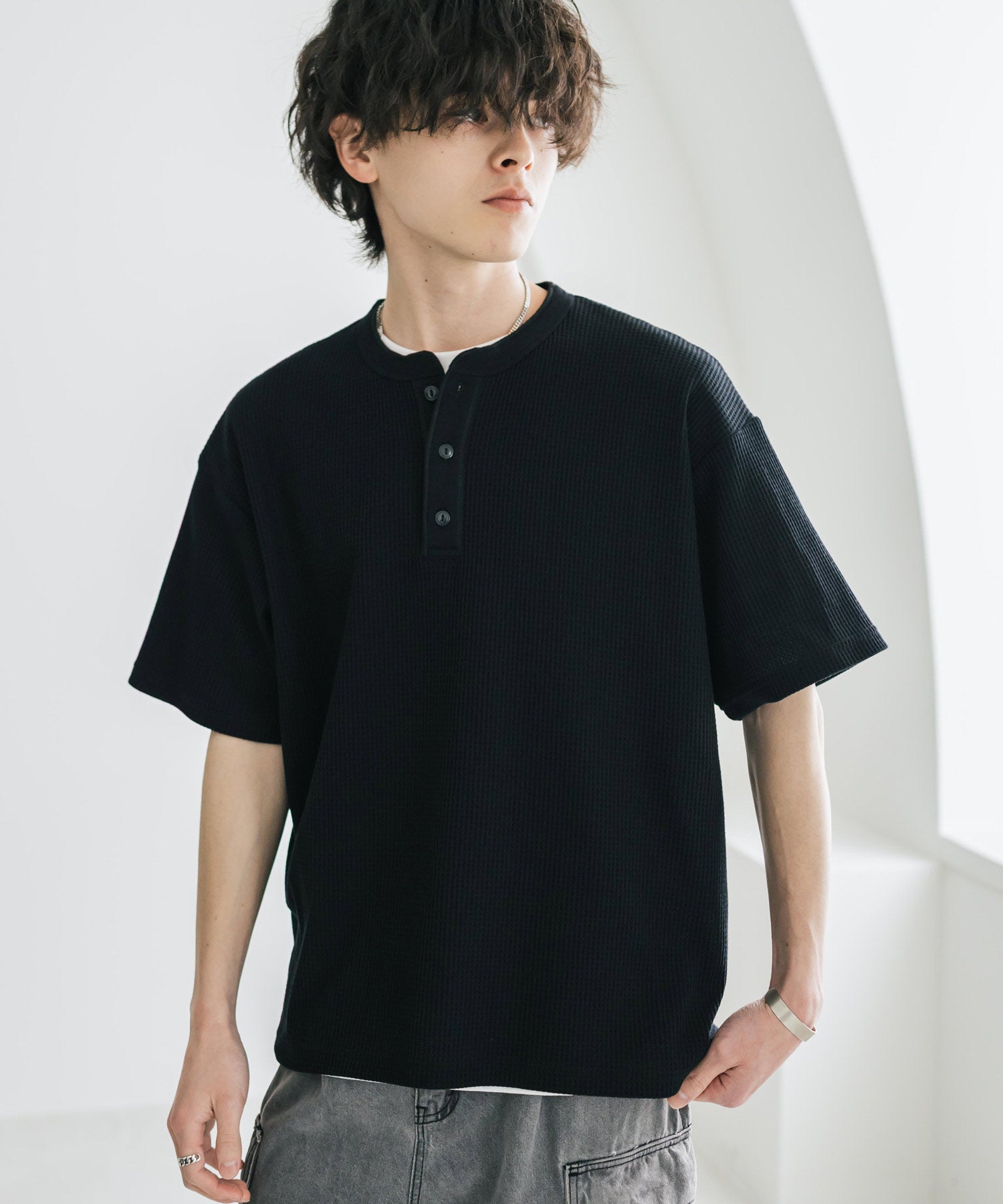 オーバーサイズ T/Cワッフルヘンリーネック半袖Tシャツ 15578 – Rocky