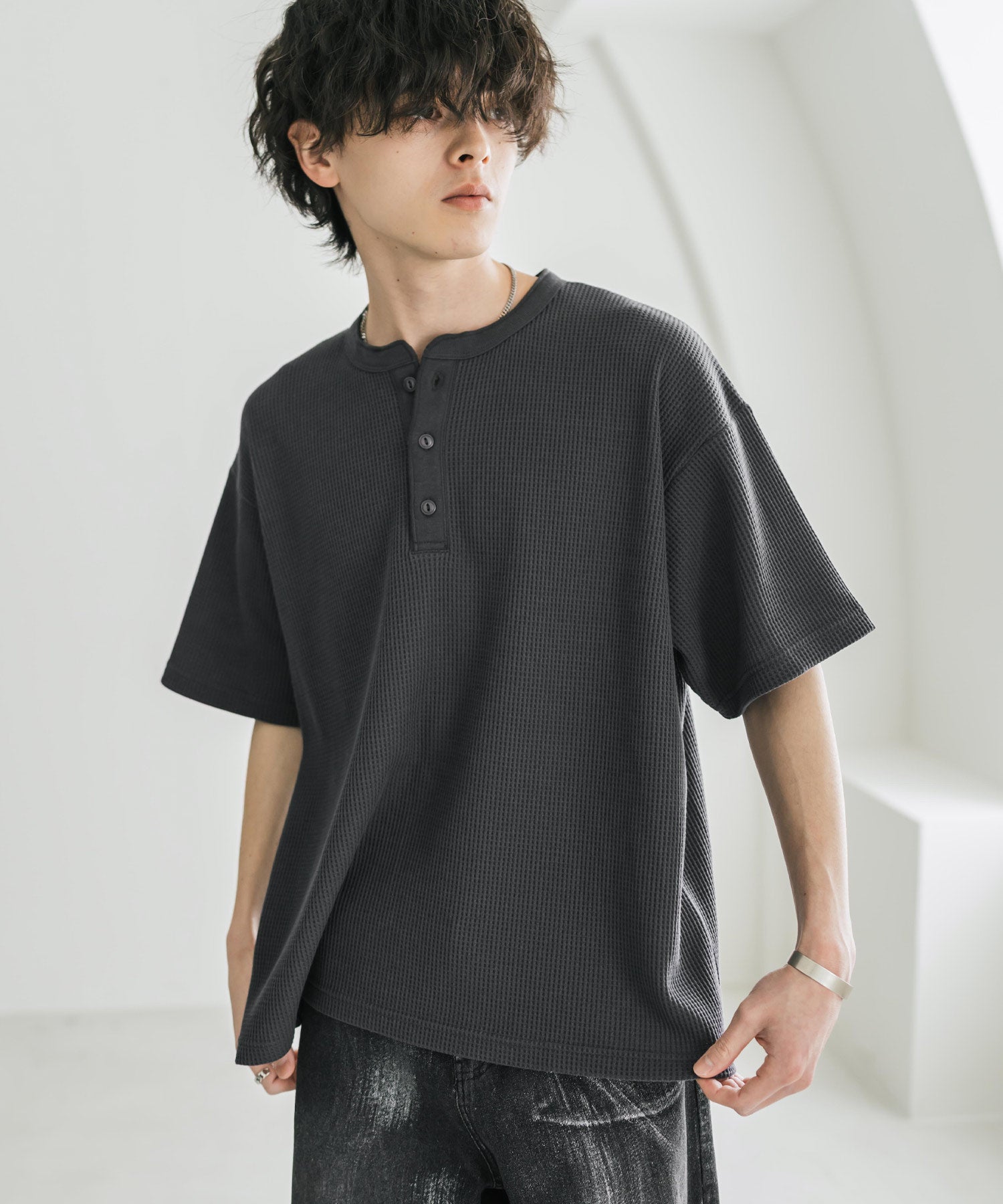 オーバーサイズ T/Cワッフルヘンリーネック半袖Tシャツ 15578 – Rocky
