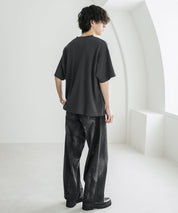 オーバーサイズ T/Cワッフルヘンリーネック半袖Tシャツ 15578