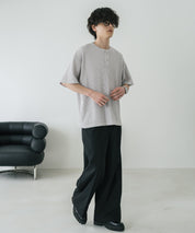 オーバーサイズ T/Cワッフルヘンリーネック半袖Tシャツ 15578