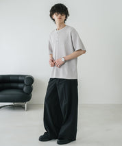 オーバーサイズ T/Cワッフルヘンリーネック半袖Tシャツ 15578