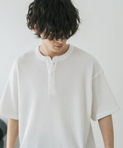 オーバーサイズ T/Cワッフルヘンリーネック半袖Tシャツ 15578