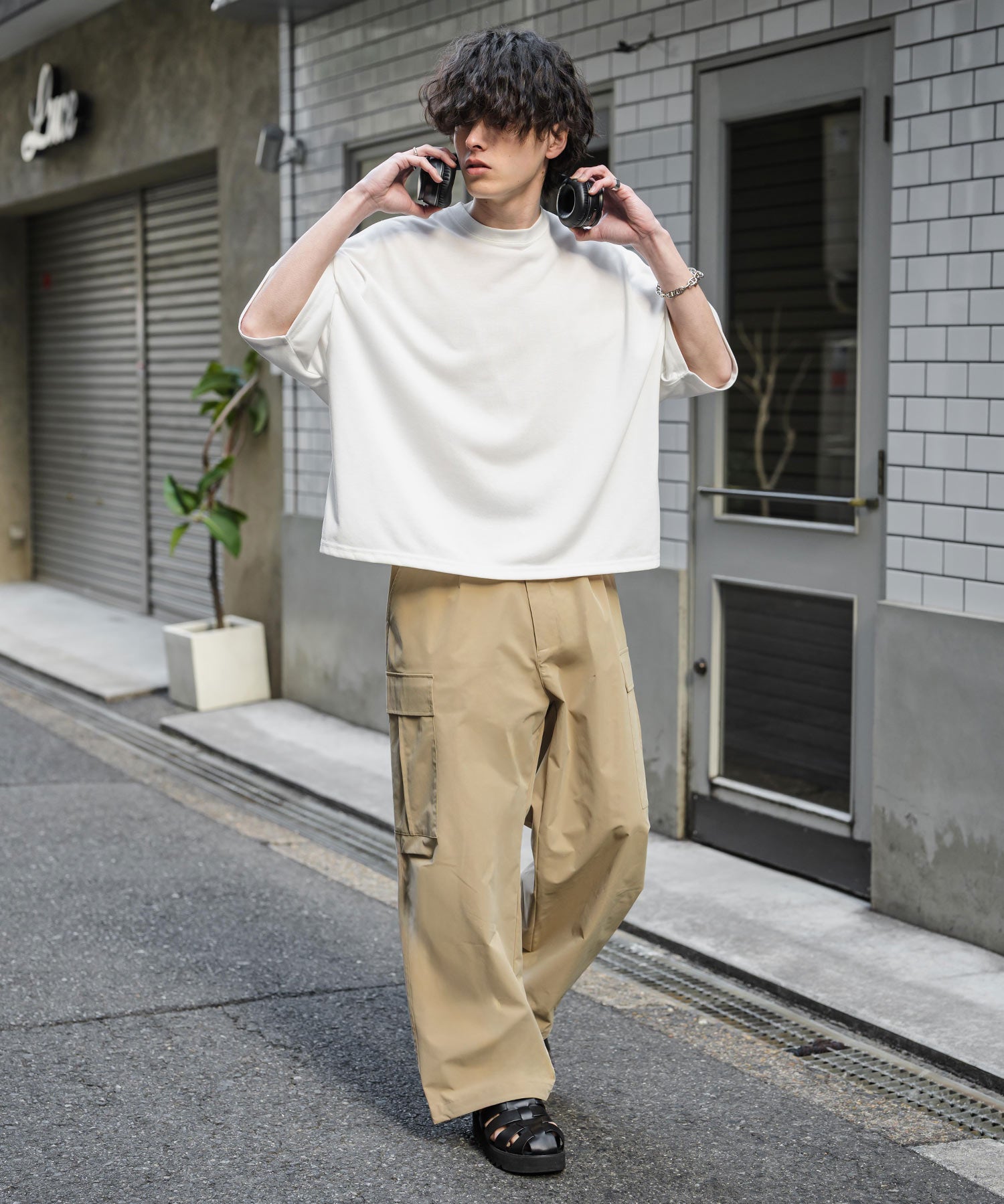 裾ドローコード ミリタリーワイドカーゴパンツ 15580