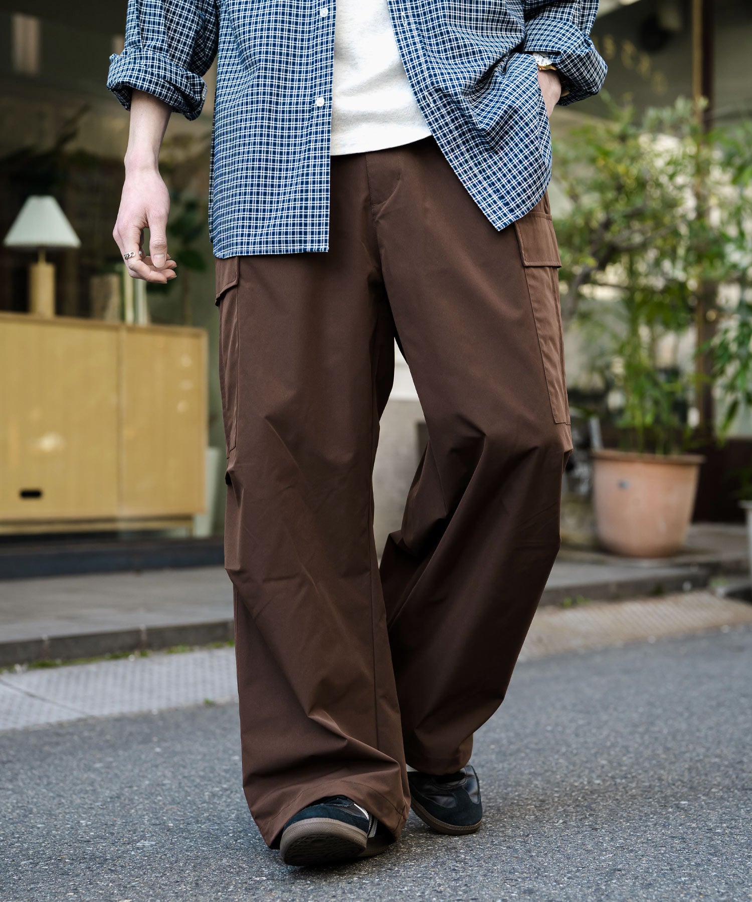 裾ドローコード ミリタリーワイドカーゴパンツ 15580