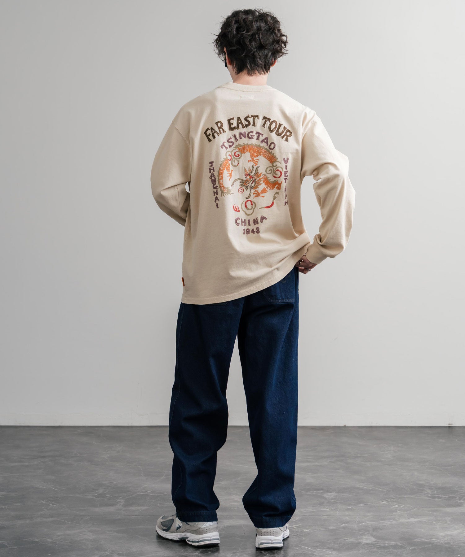 KRIFF MAYER クリフメイヤー オーバーサイズスーベニア刺繍クルーネック長袖Tシャツ(龍) /ロンT 2537202 15602