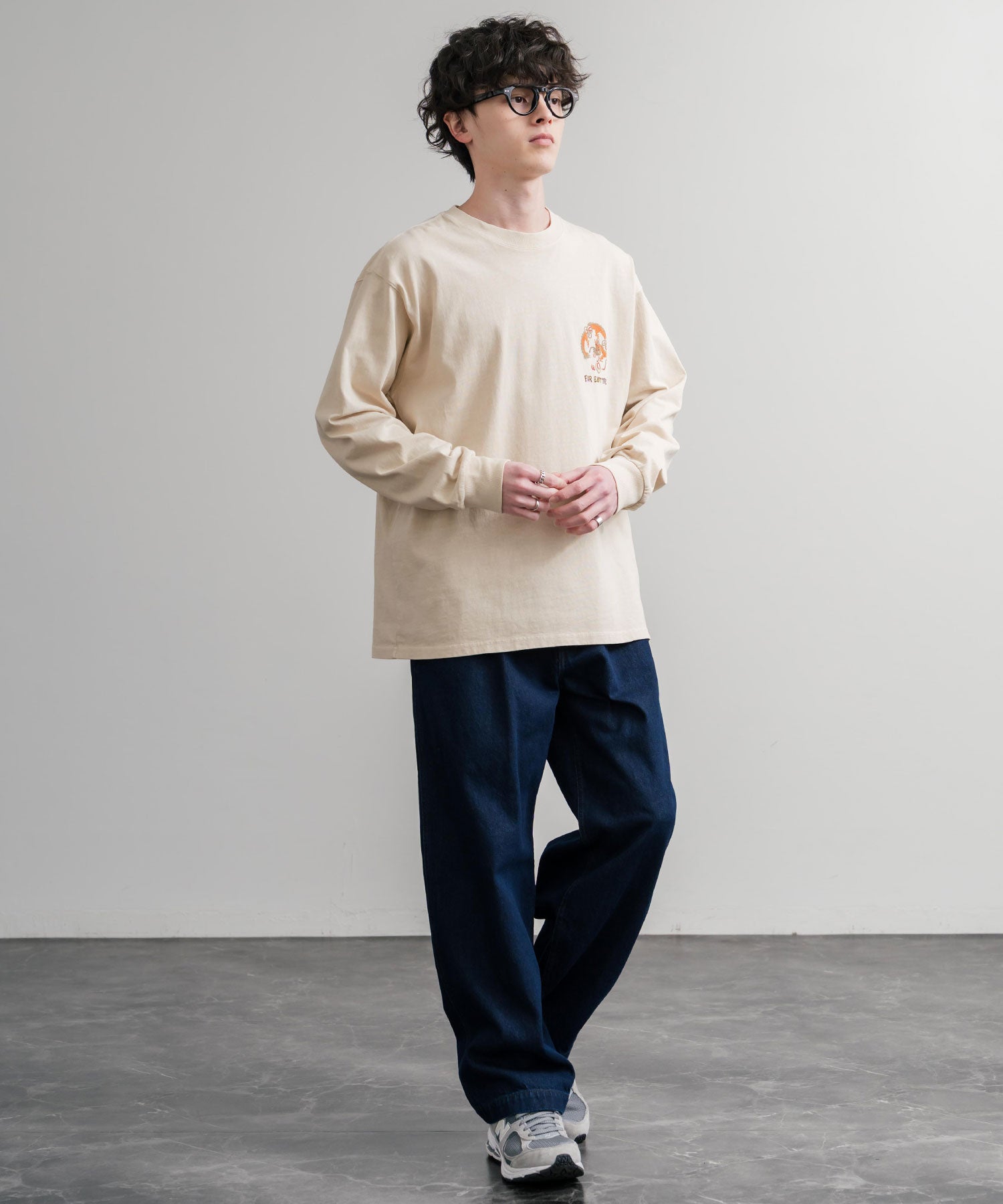 KRIFF MAYER クリフメイヤー オーバーサイズスーベニア刺繍クルーネック長袖Tシャツ(龍) /ロンT 2537202 15602