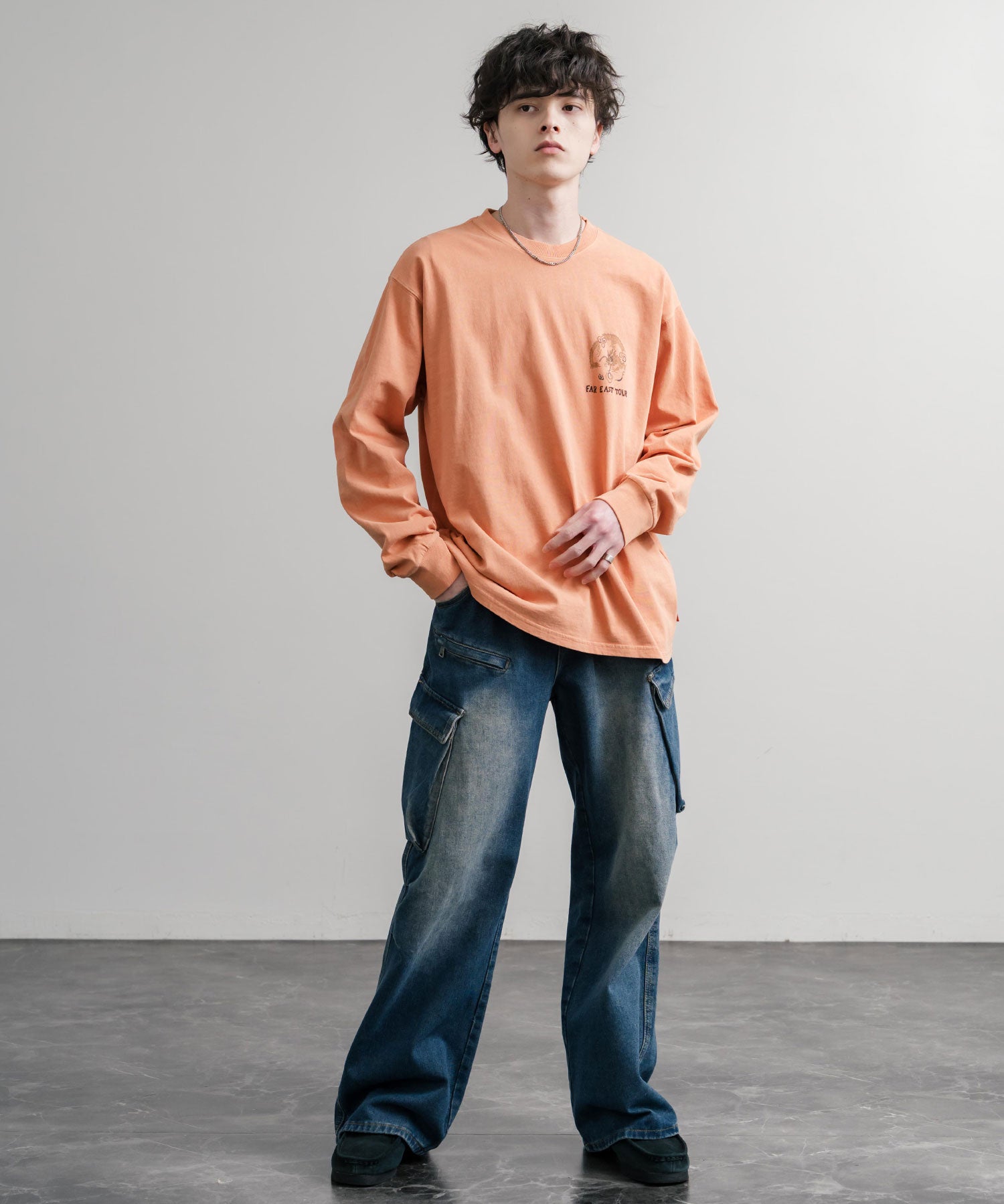 KRIFF MAYER クリフメイヤー オーバーサイズスーベニア刺繍クルーネック長袖Tシャツ(龍) /ロンT 2537202 15602