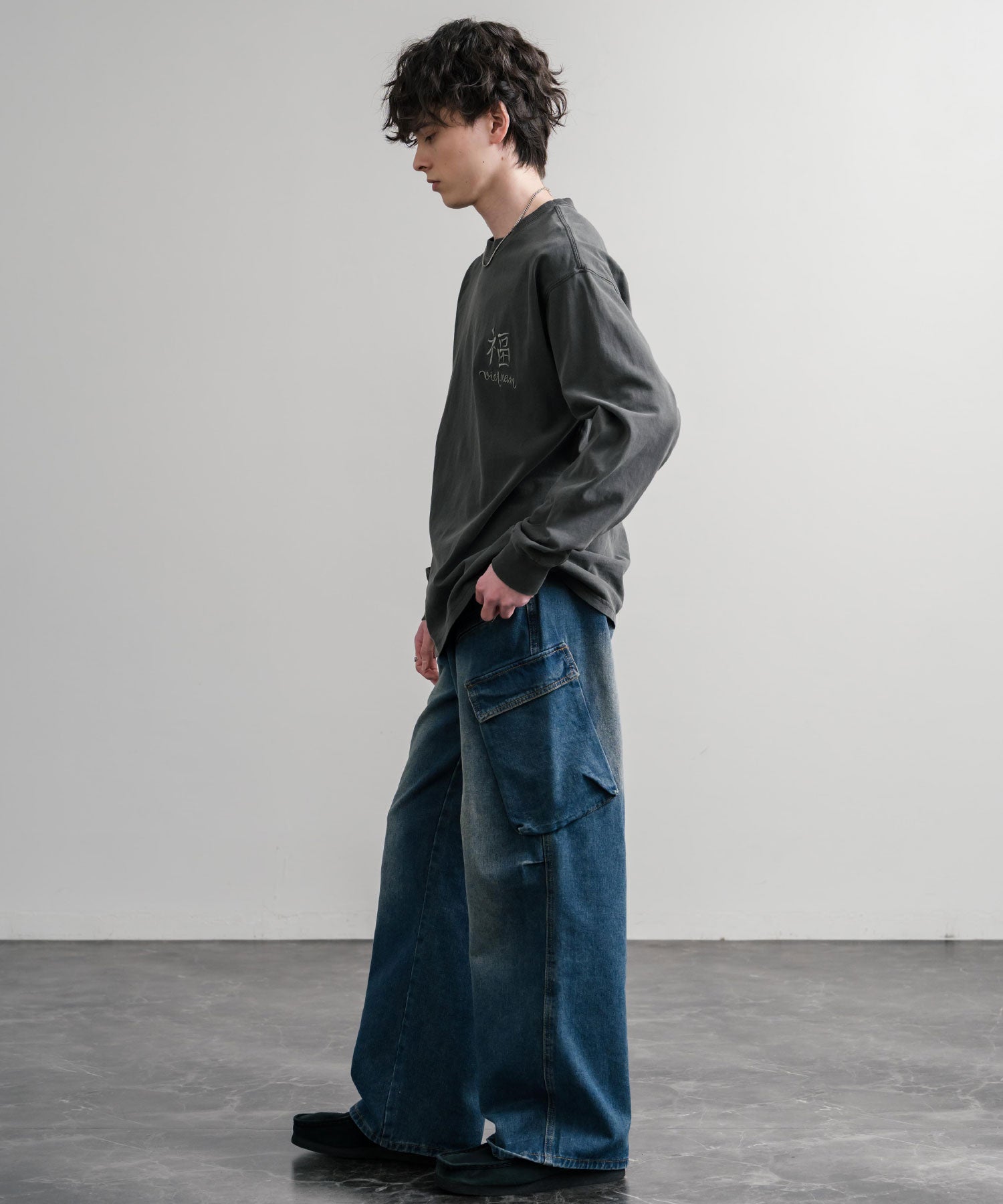 KRIFF MAYER クリフメイヤー オーバーサイズスーベニア刺繍クルーネック長袖Tシャツ(虎) /ロンT 2537203 15603