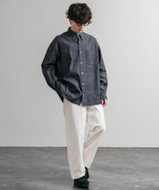 Upscape Audience アップスケープオーディエンス 日本製 国産 「備中備後」6オンスセルヴィッチ 白耳デニム釦ダウンボクシーAライン長袖シャツ AUD6703 15608