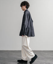 Upscape Audience アップスケープオーディエンス 日本製 国産 「備中備後」6オンスセルヴィッチ 白耳デニム釦ダウンボクシーAライン長袖シャツ AUD6703 15608