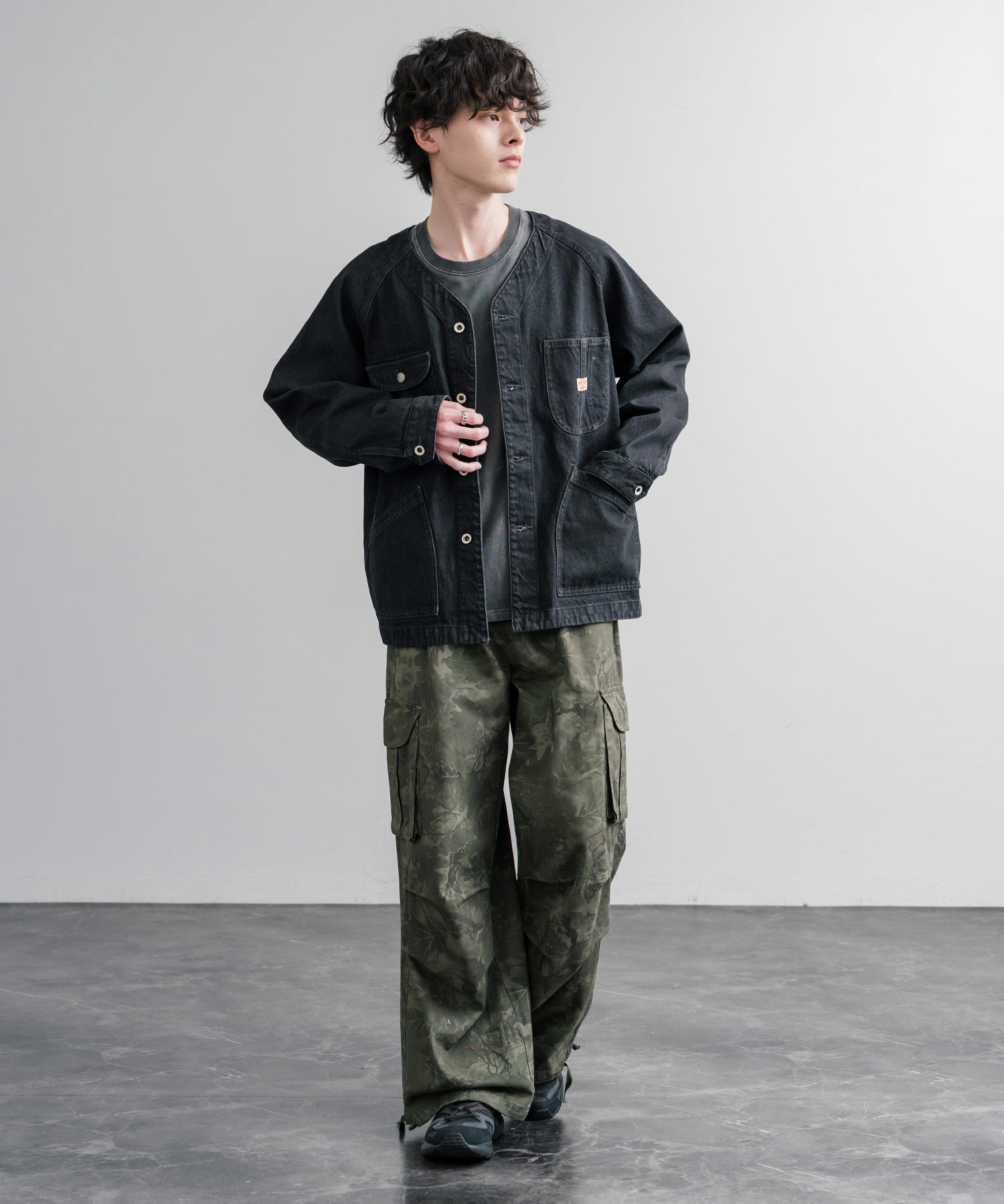 KRIFF MAYER ノーカラーデニムカバーオールワークジャケット 2534002 15611