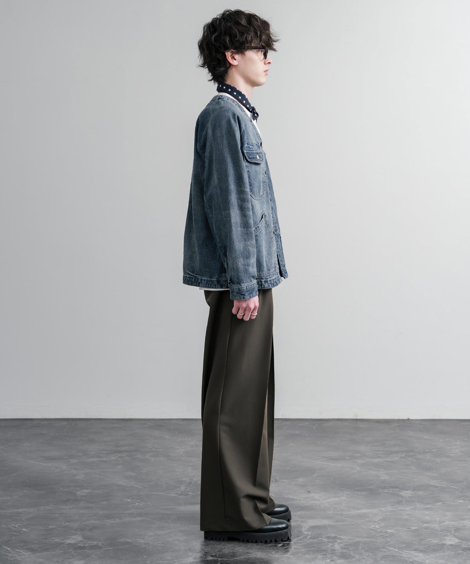 KRIFF MAYER ノーカラーデニムカバーオールワークジャケット 2534002 15611