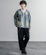 KRIFF MAYER ノーカラーデニムカバーオールワークジャケット 2534002 15611