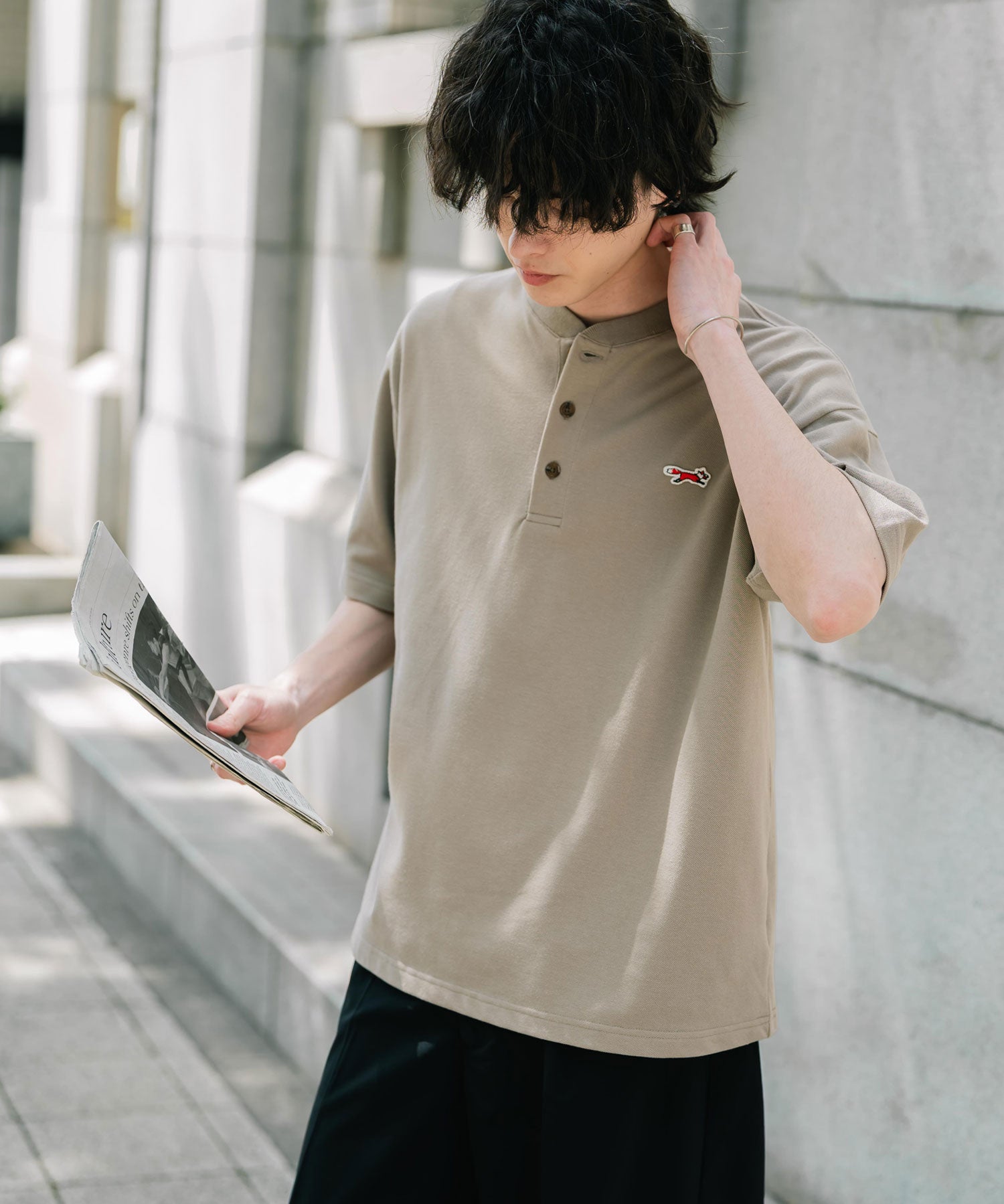 PENNEYS 別注コラボFOXワッペン鹿の子ヘンリーネック半袖Tシャツ 15620