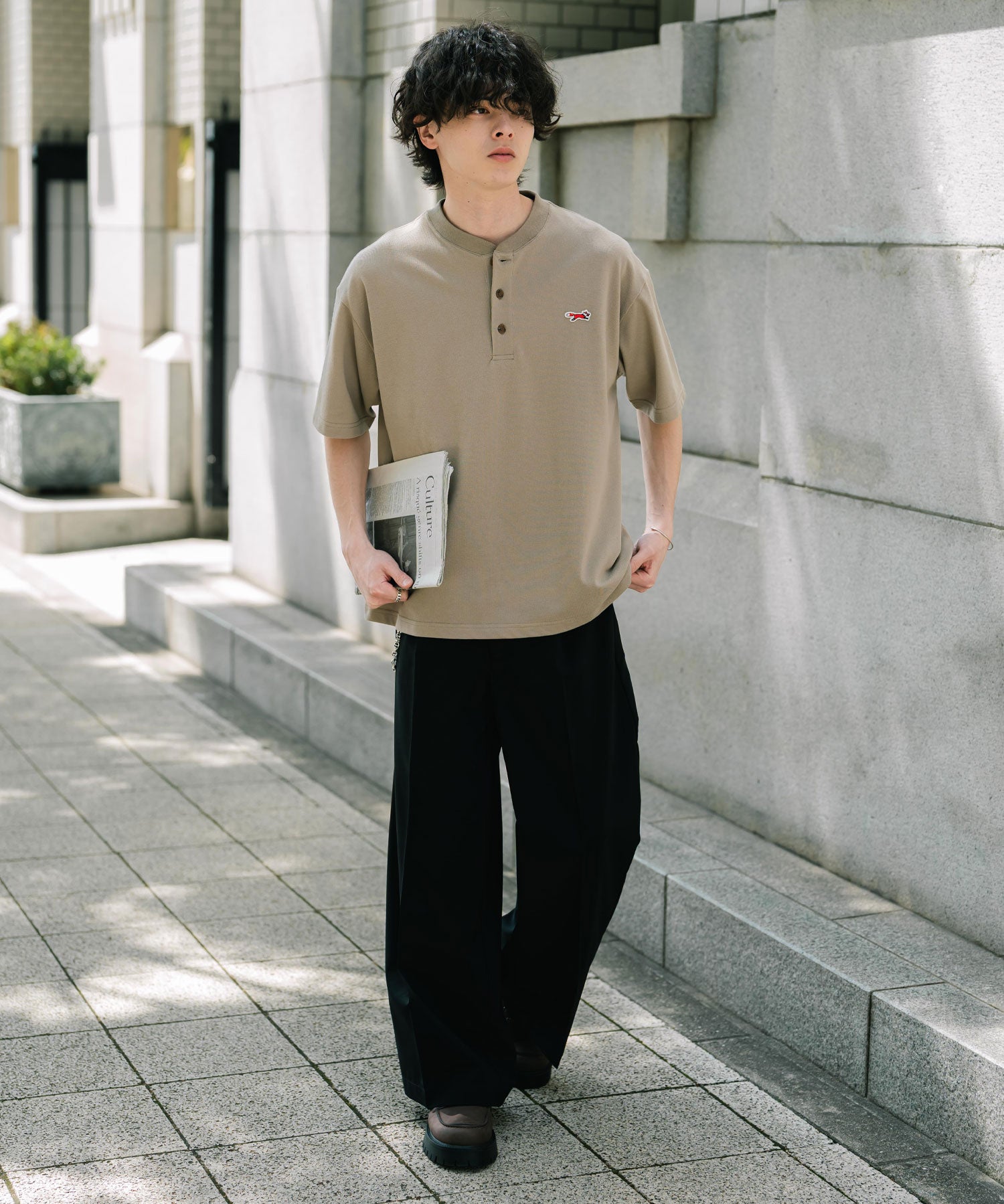 PENNEYS 別注コラボFOXワッペン鹿の子ヘンリーネック半袖Tシャツ 15620