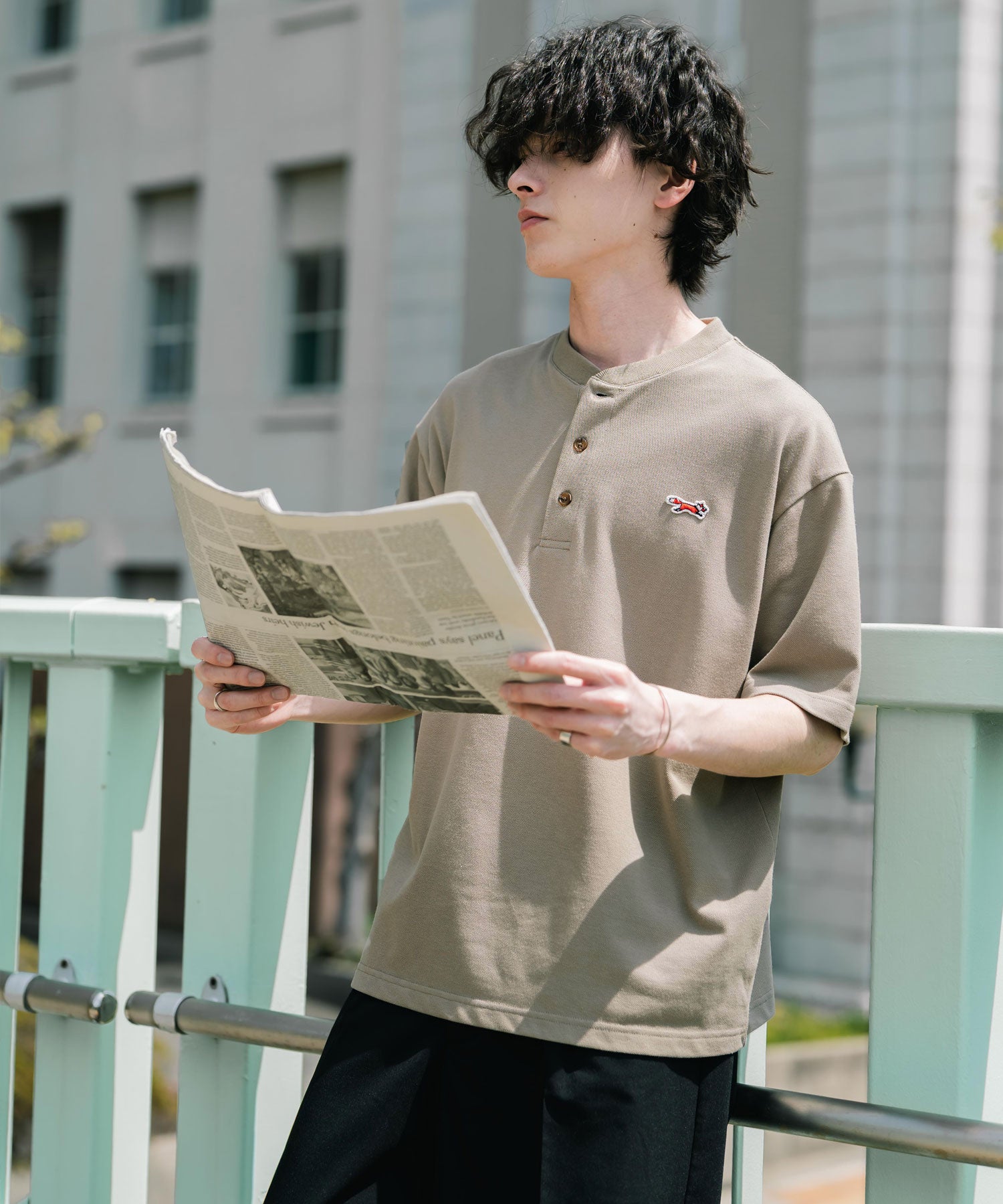 PENNEYS 別注コラボFOXワッペン鹿の子ヘンリーネック半袖Tシャツ 15620