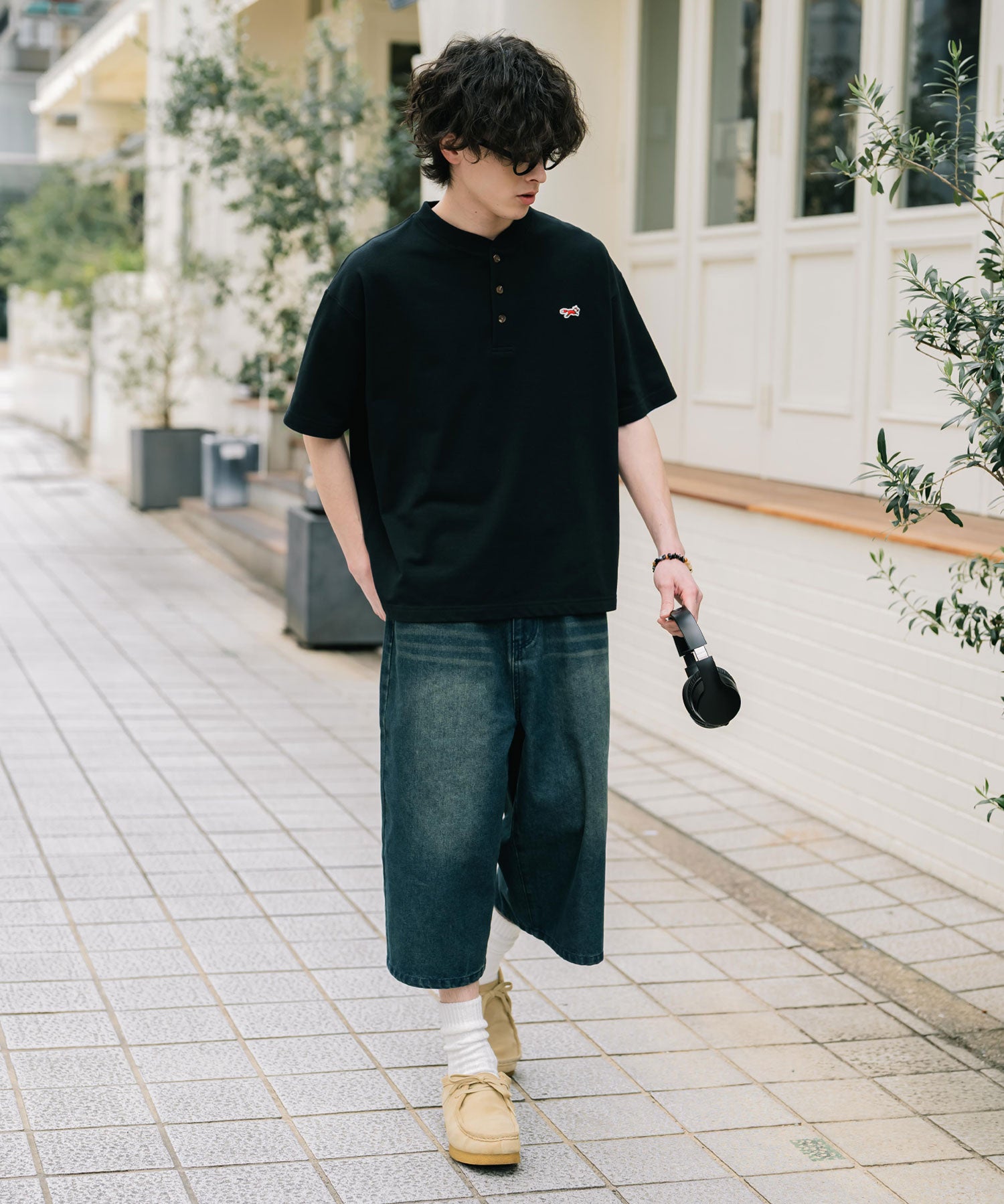 PENNEYS 別注コラボFOXワッペン鹿の子ヘンリーネック半袖Tシャツ 15620