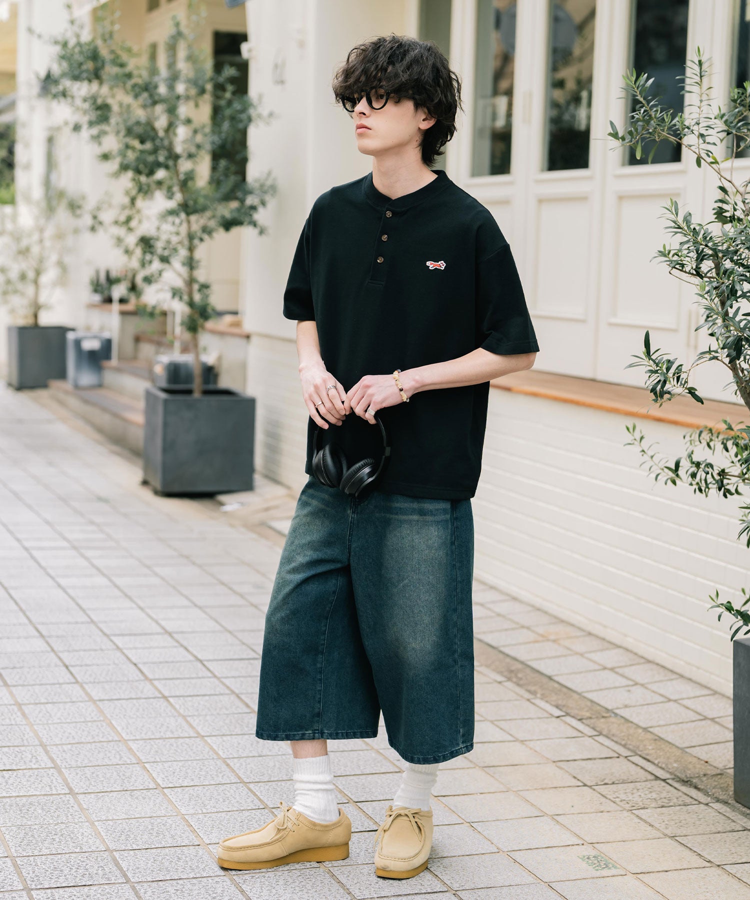 PENNEYS 別注コラボFOXワッペン鹿の子ヘンリーネック半袖Tシャツ 15620