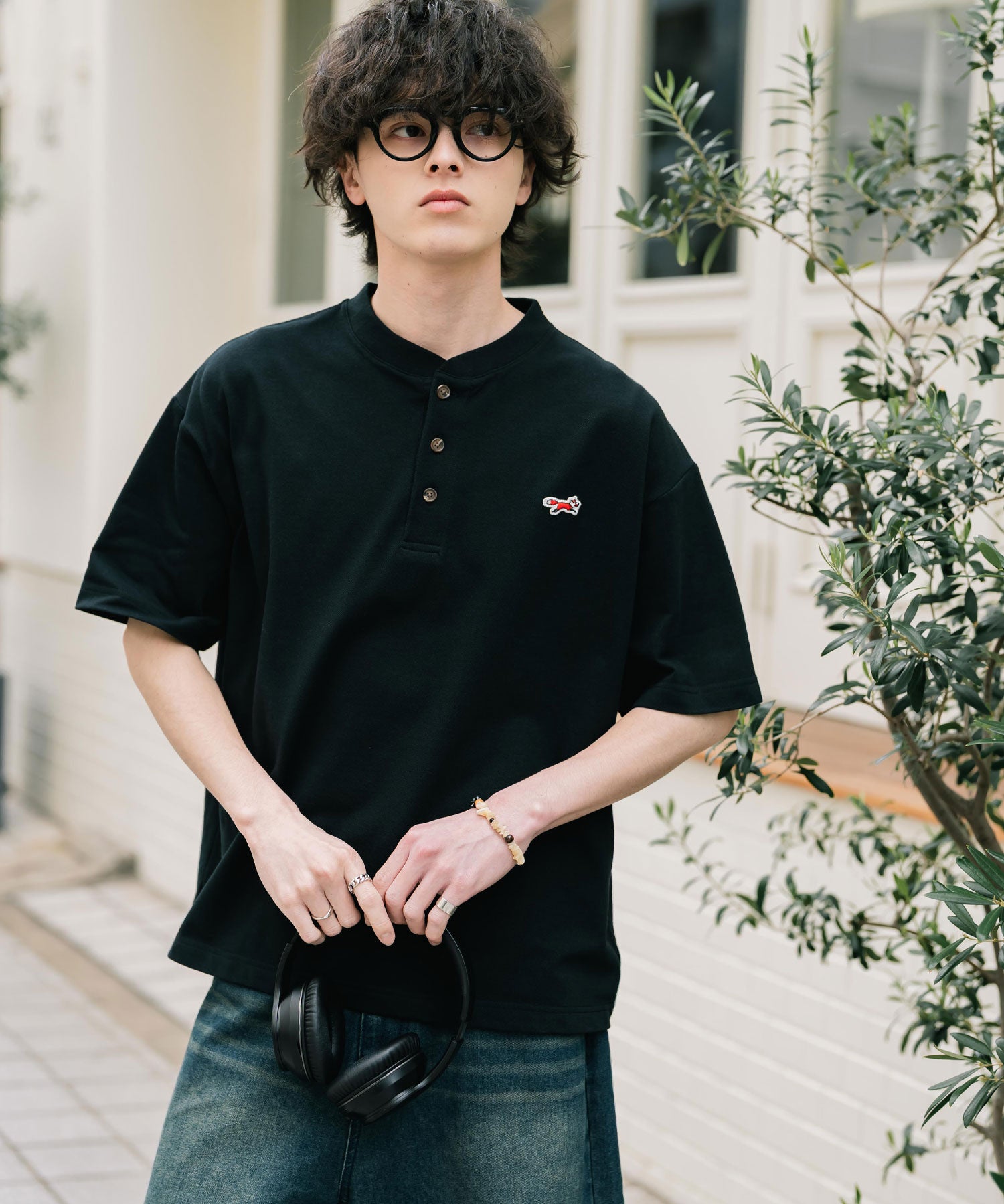 PENNEYS 別注コラボFOXワッペン鹿の子ヘンリーネック半袖Tシャツ 15620