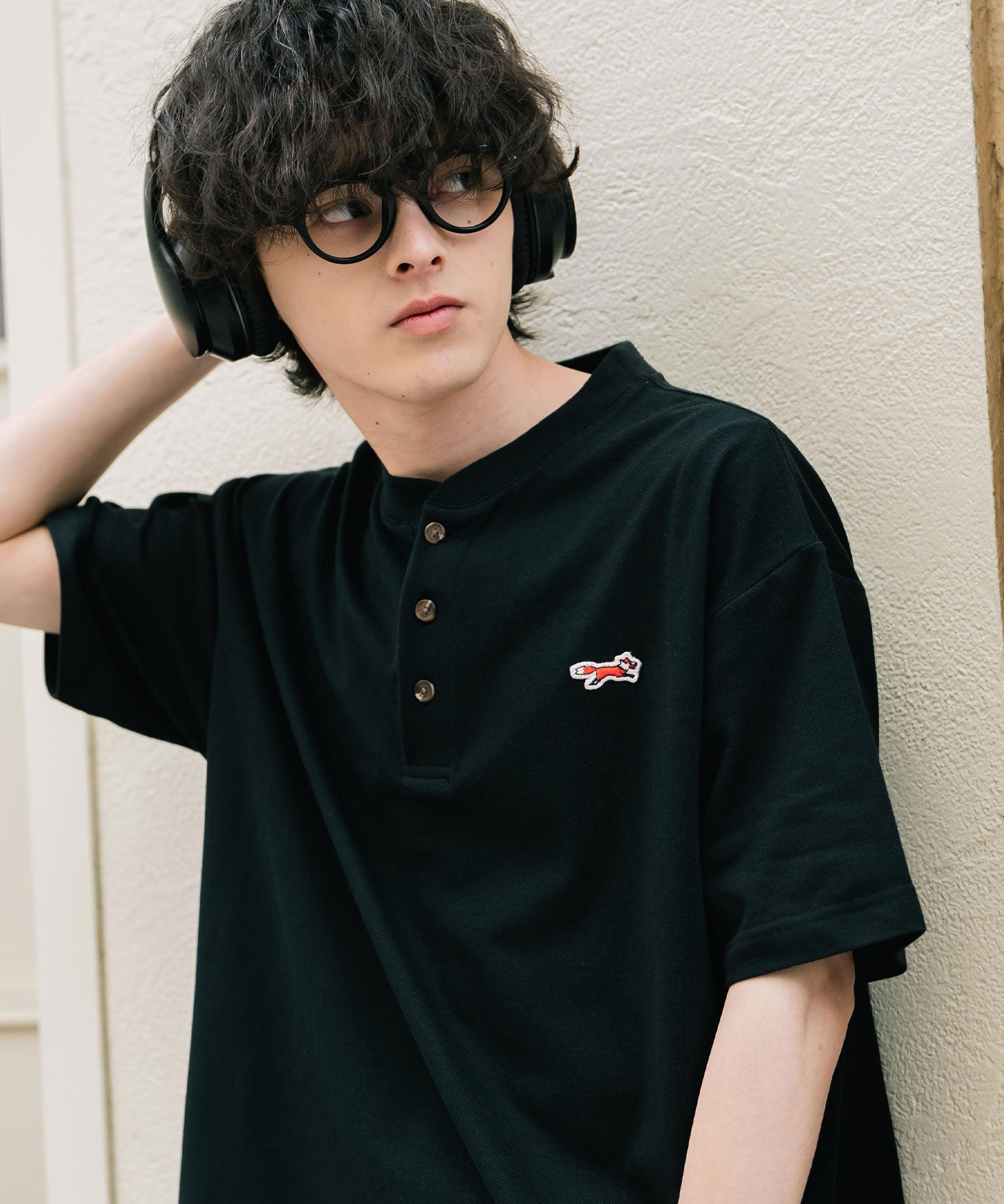 PENNEYS 別注コラボFOXワッペン鹿の子ヘンリーネック半袖Tシャツ 15620
