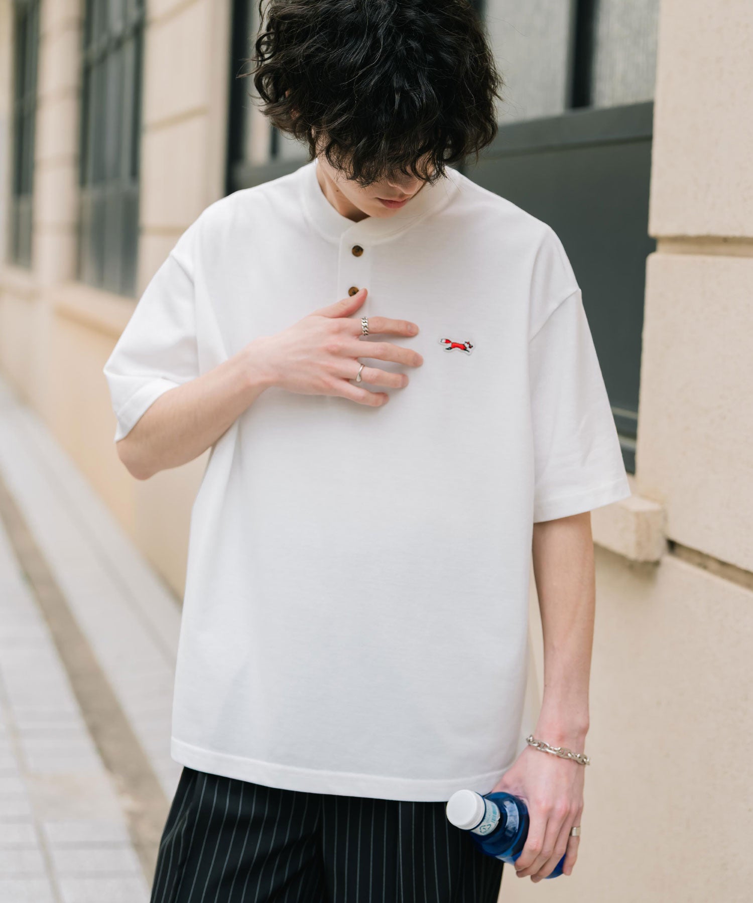 PENNEYS 別注コラボFOXワッペン鹿の子ヘンリーネック半袖Tシャツ 15620