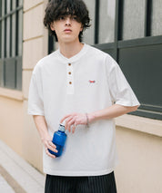 PENNEYS 別注コラボFOXワッペン鹿の子ヘンリーネック半袖Tシャツ 15620