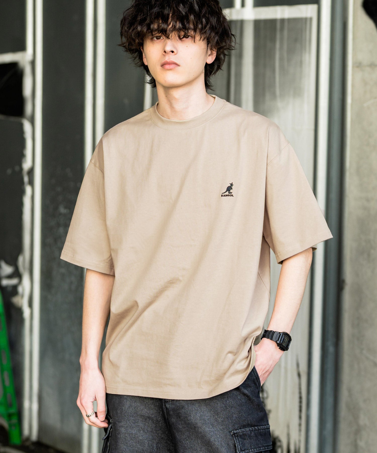 KANGOL 別注コラボ接触冷感ワンポイントロゴ刺繍半袖Tシャツ 15621