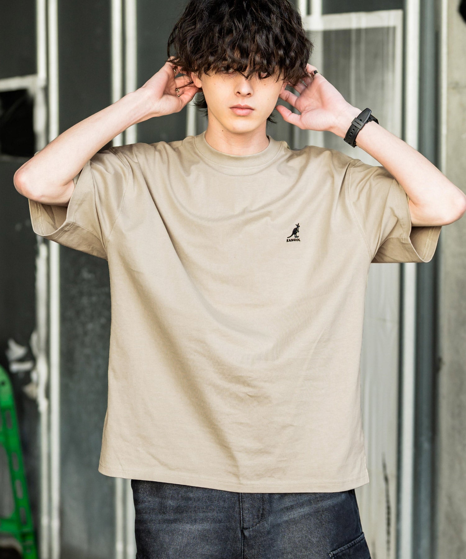 KANGOL 別注コラボ接触冷感ワンポイントロゴ刺繍半袖Tシャツ 15621