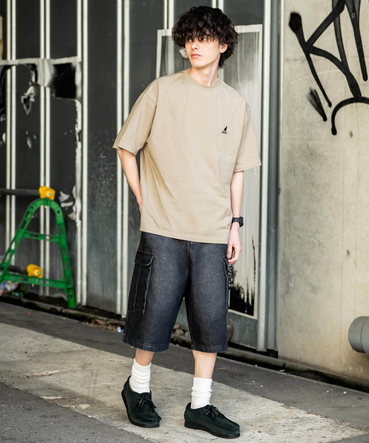 KANGOL 別注コラボ接触冷感ワンポイントロゴ刺繍半袖Tシャツ 15621