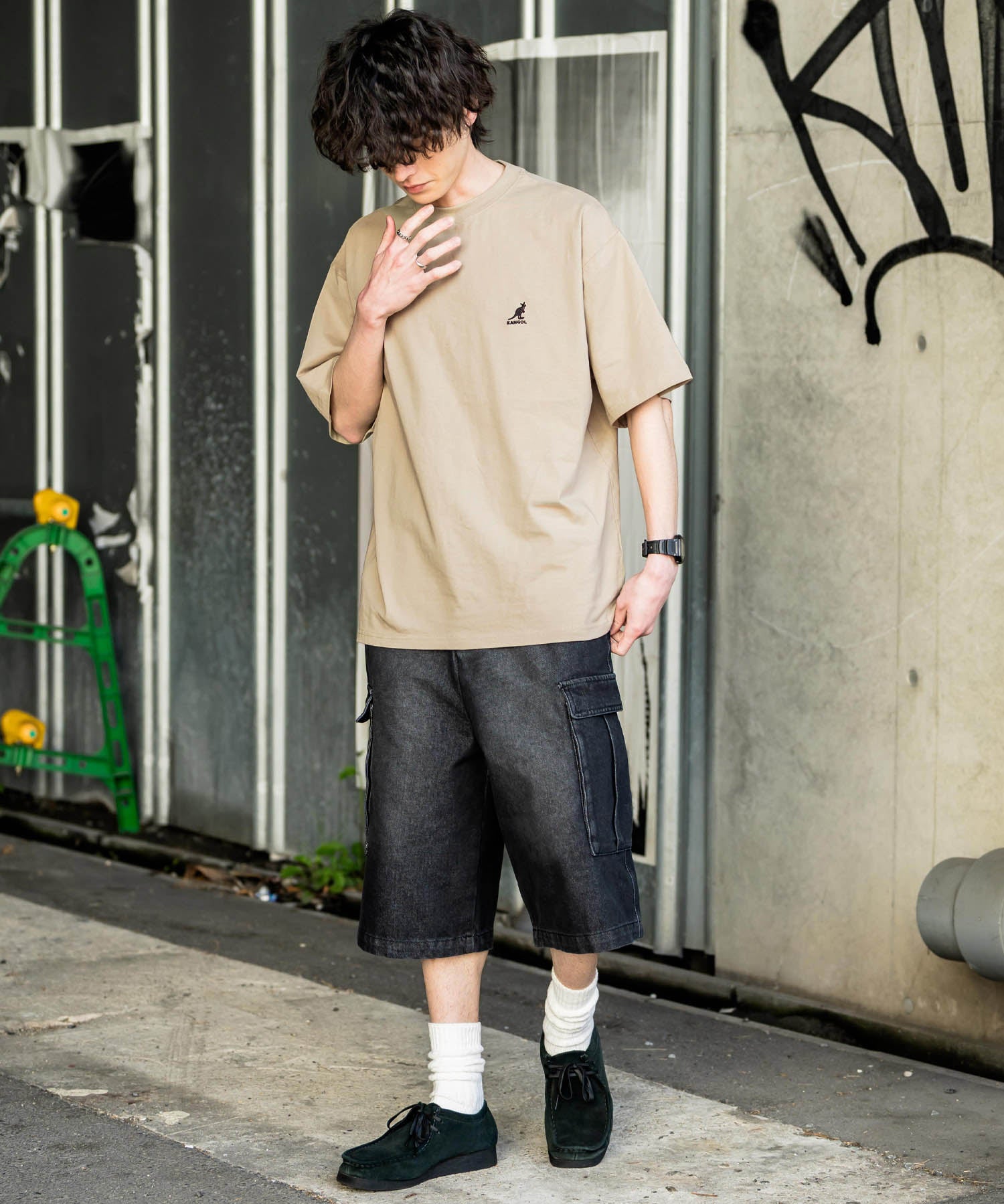 KANGOL 別注コラボ接触冷感ワンポイントロゴ刺繍半袖Tシャツ 15621