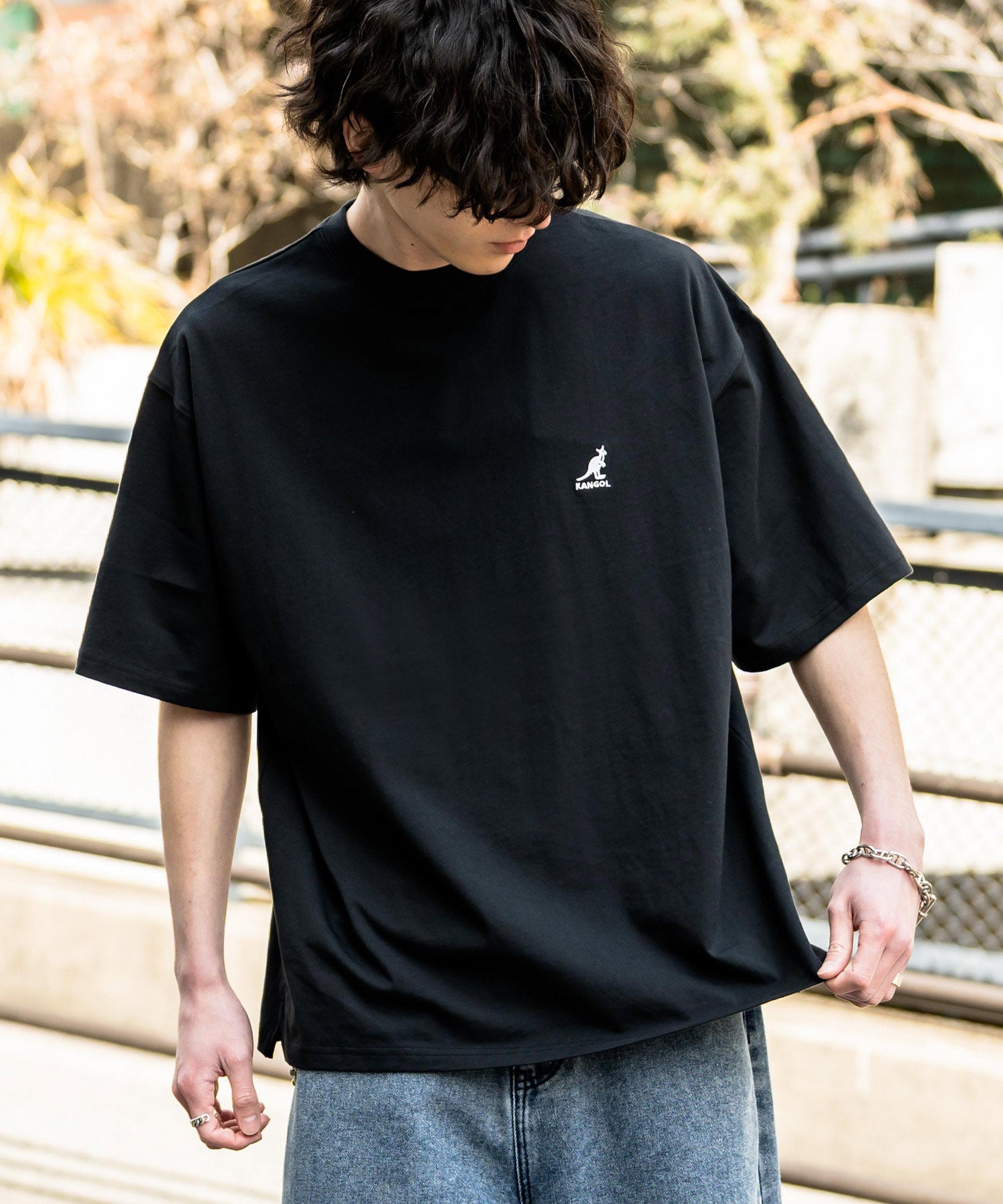 KANGOL 別注コラボ接触冷感ワンポイントロゴ刺繍半袖Tシャツ 15621