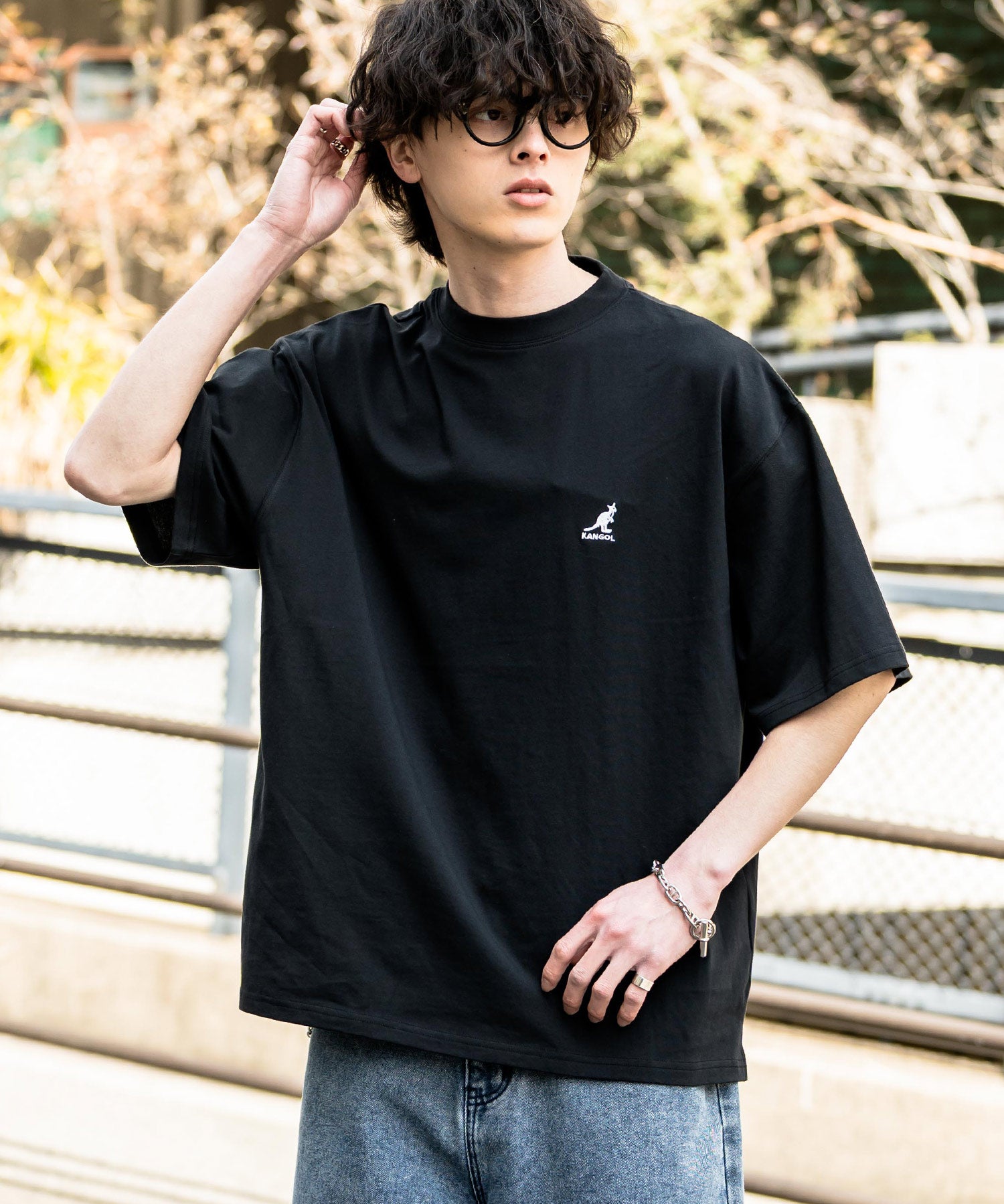 KANGOL 別注コラボ接触冷感ワンポイントロゴ刺繍半袖Tシャツ 15621