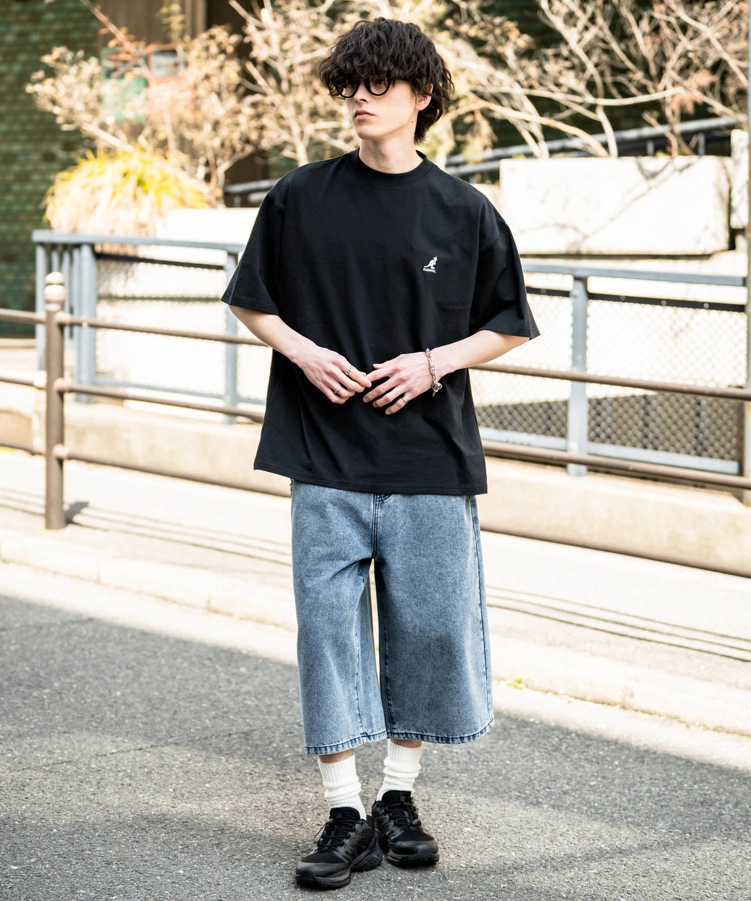 KANGOL 別注コラボ接触冷感ワンポイントロゴ刺繍半袖Tシャツ 15621