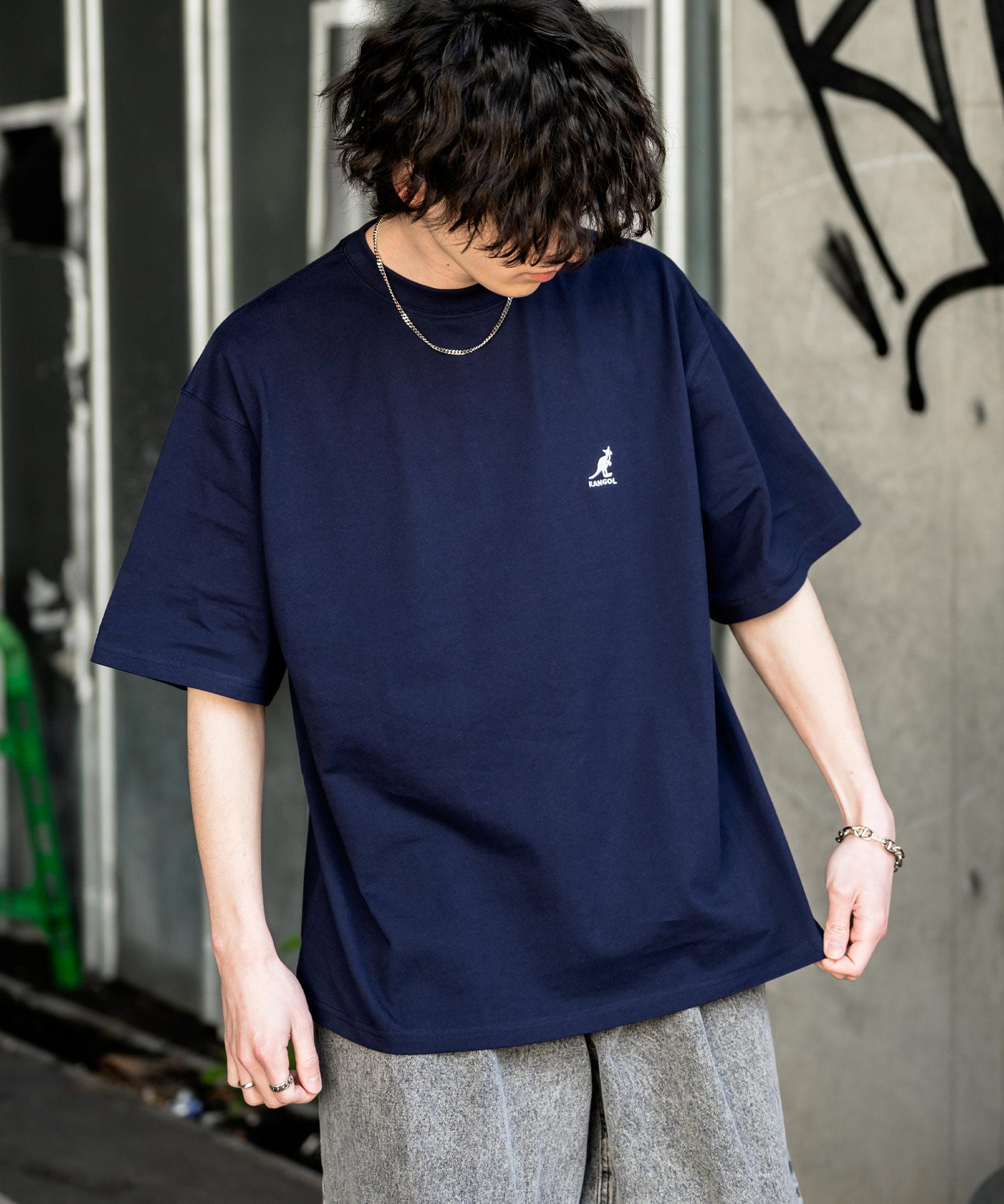 KANGOL 別注コラボ接触冷感ワンポイントロゴ刺繍半袖Tシャツ 15621