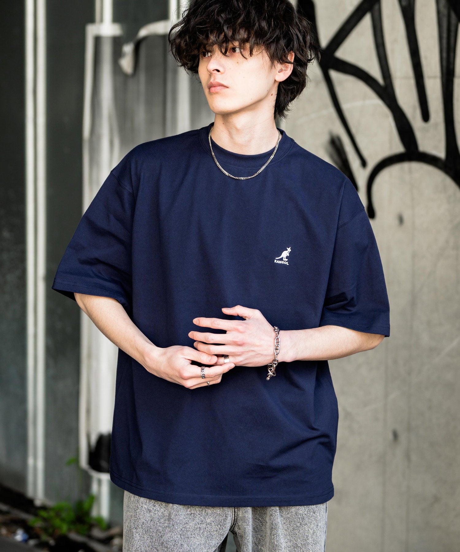 KANGOL 別注コラボ接触冷感ワンポイントロゴ刺繍半袖Tシャツ 15621