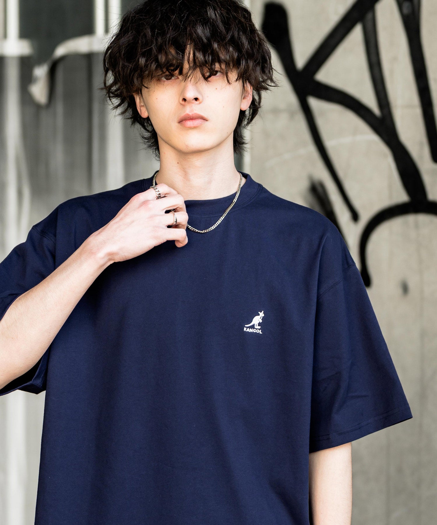 KANGOL 別注コラボ接触冷感ワンポイントロゴ刺繍半袖Tシャツ 15621
