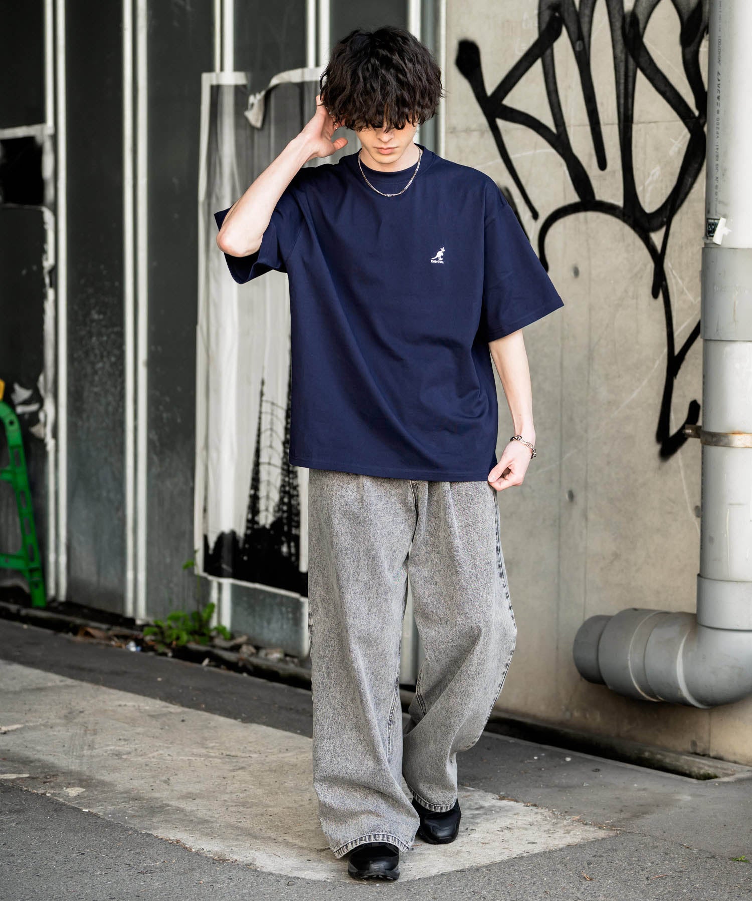 KANGOL 別注コラボ接触冷感ワンポイントロゴ刺繍半袖Tシャツ 15621