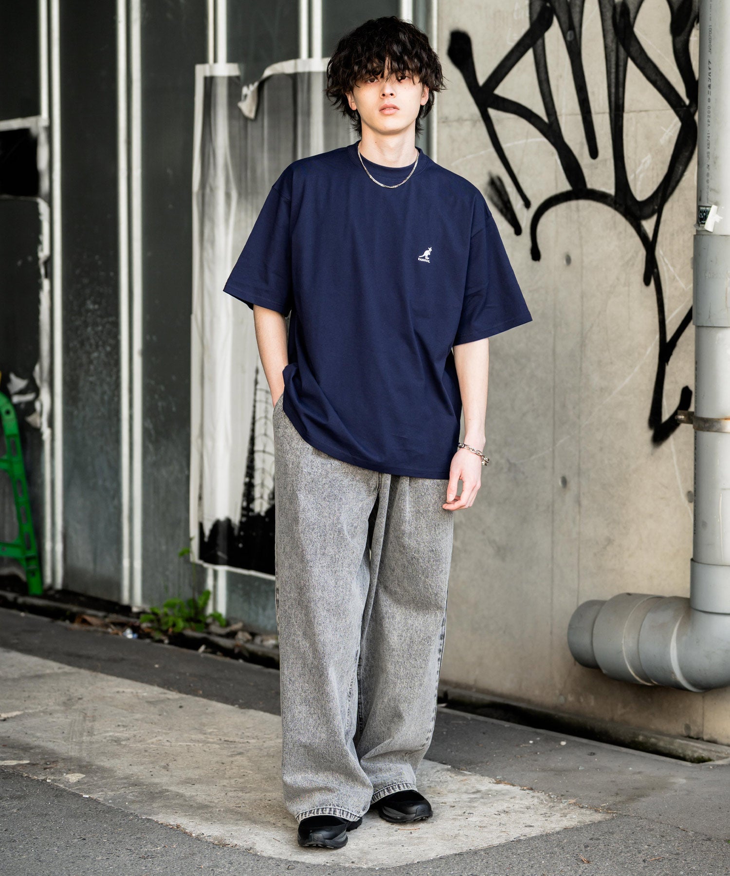 KANGOL 別注コラボ接触冷感ワンポイントロゴ刺繍半袖Tシャツ 15621
