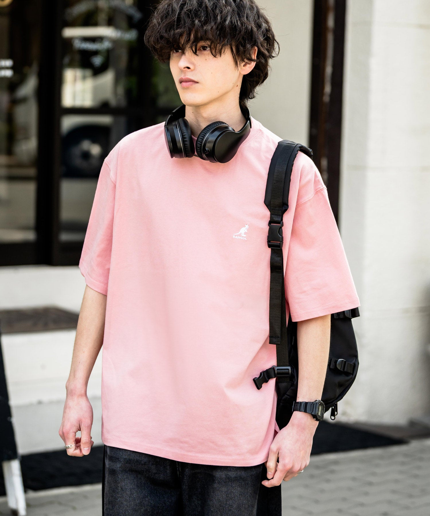 KANGOL 別注コラボ接触冷感ワンポイントロゴ刺繍半袖Tシャツ 15621