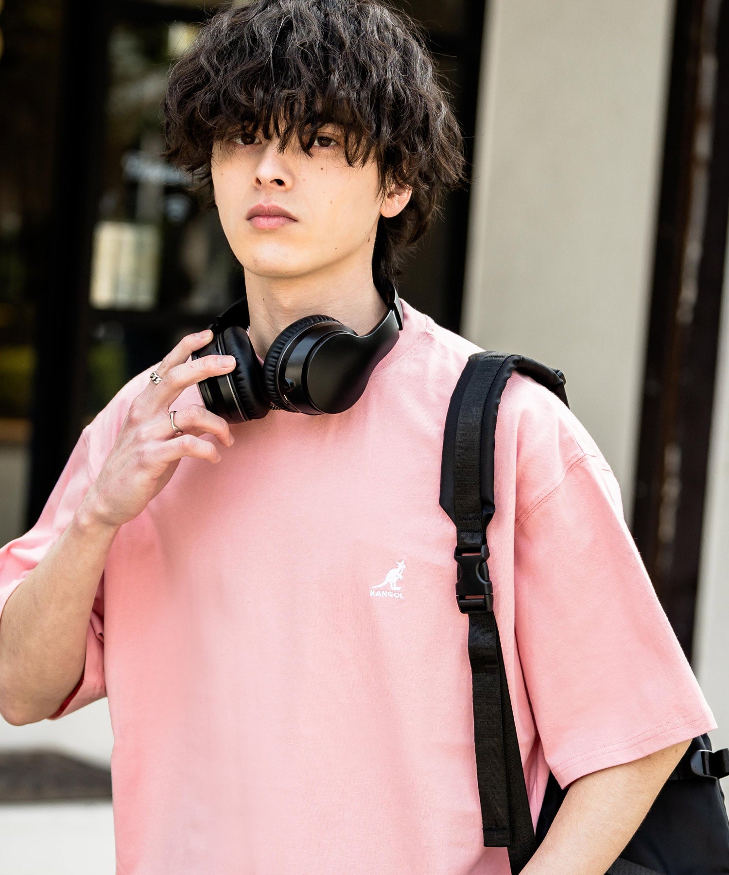 KANGOL 別注コラボ接触冷感ワンポイントロゴ刺繍半袖Tシャツ 15621