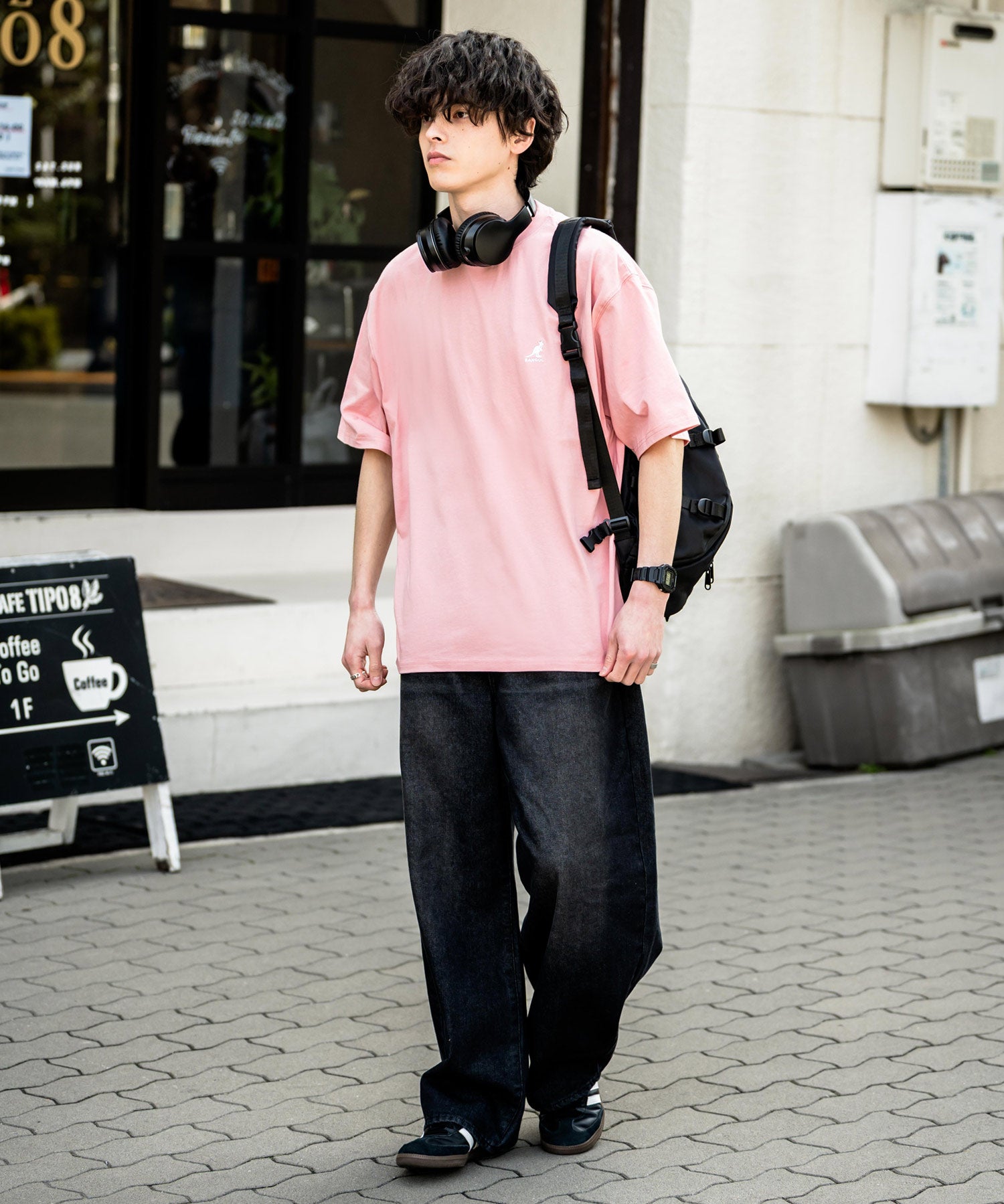 KANGOL 別注コラボ接触冷感ワンポイントロゴ刺繍半袖Tシャツ 15621