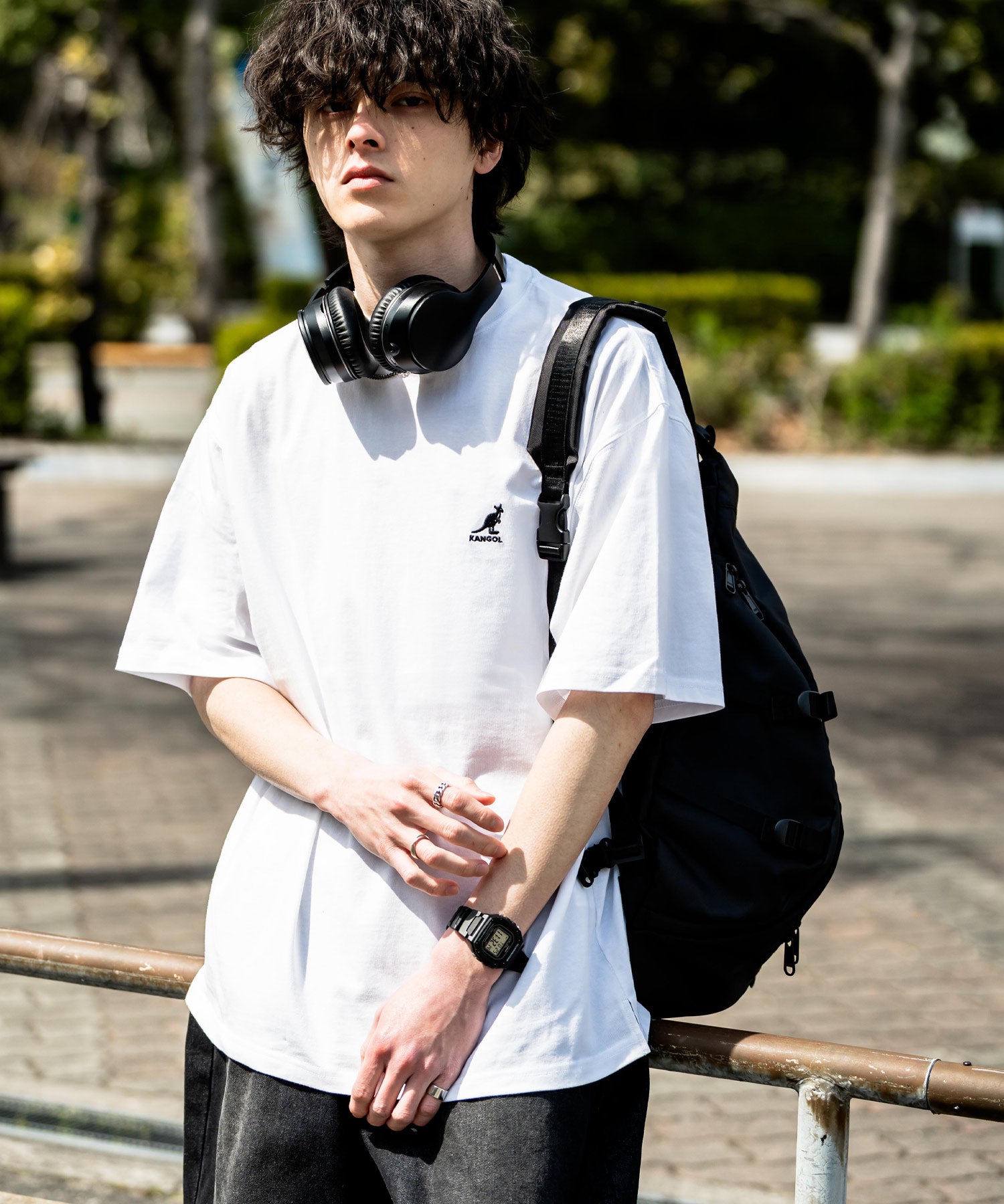 KANGOL 別注コラボ接触冷感ワンポイントロゴ刺繍半袖Tシャツ 15621
