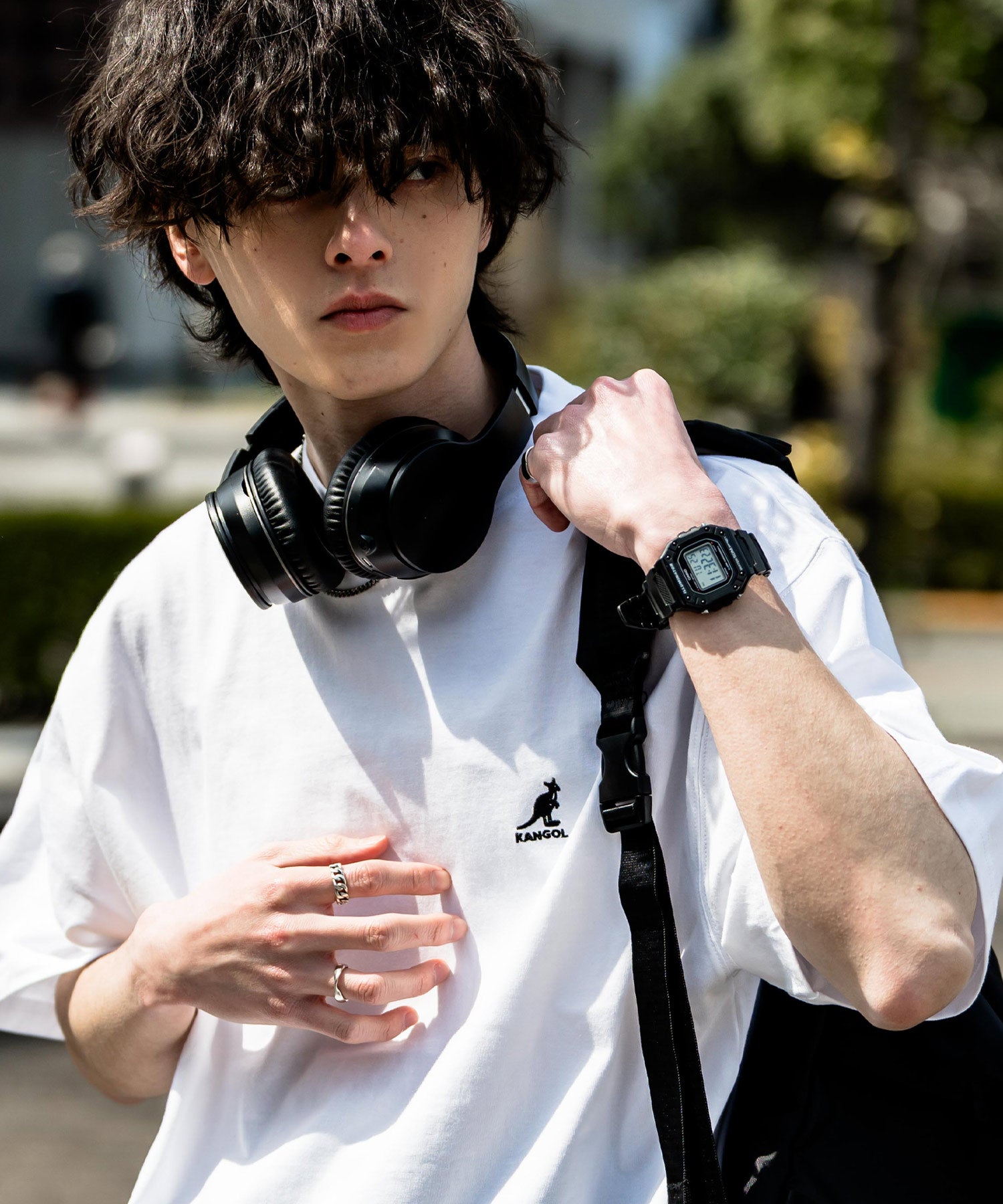 KANGOL 別注コラボ接触冷感ワンポイントロゴ刺繍半袖Tシャツ 15621