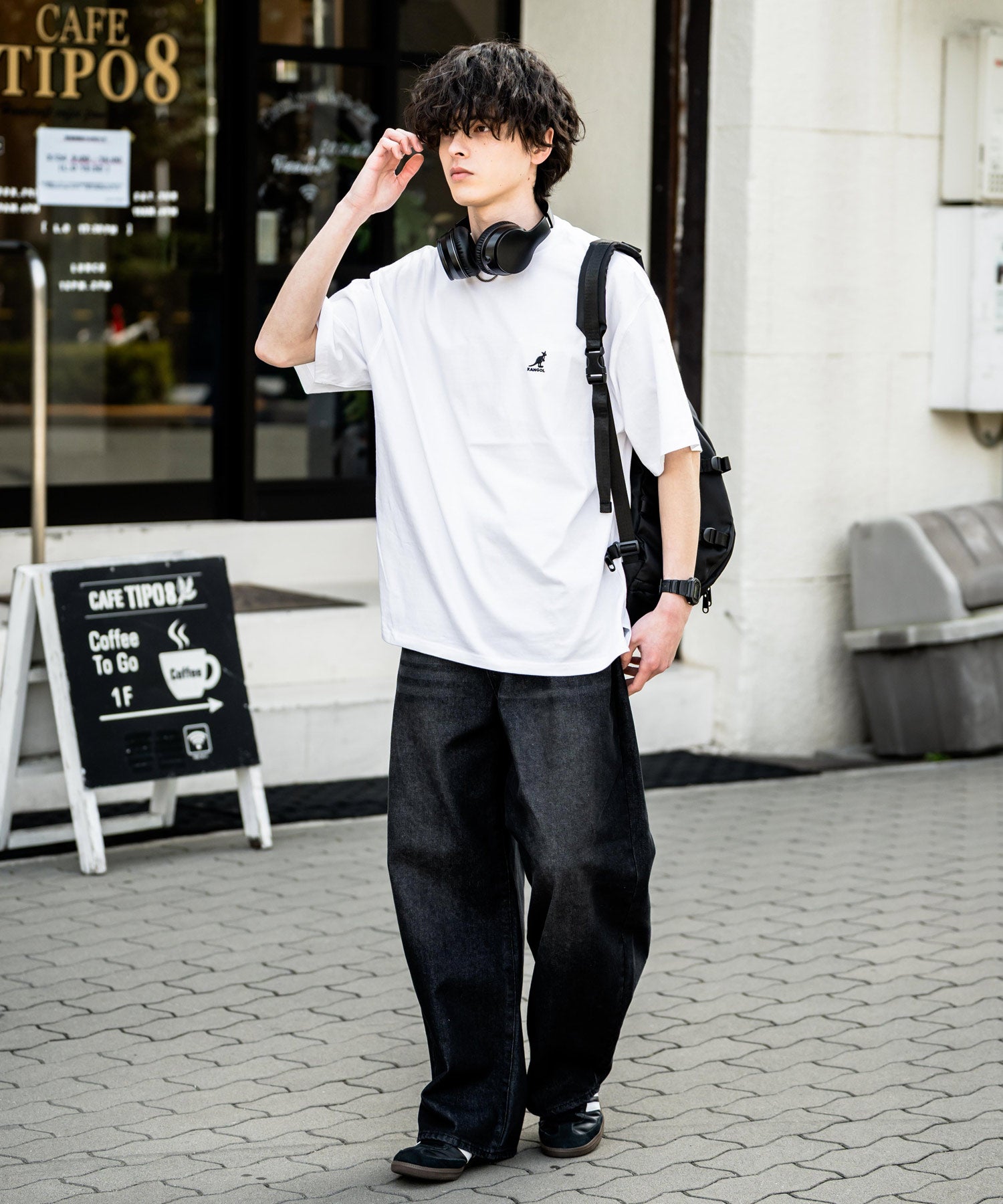 KANGOL 別注コラボ接触冷感ワンポイントロゴ刺繍半袖Tシャツ 15621