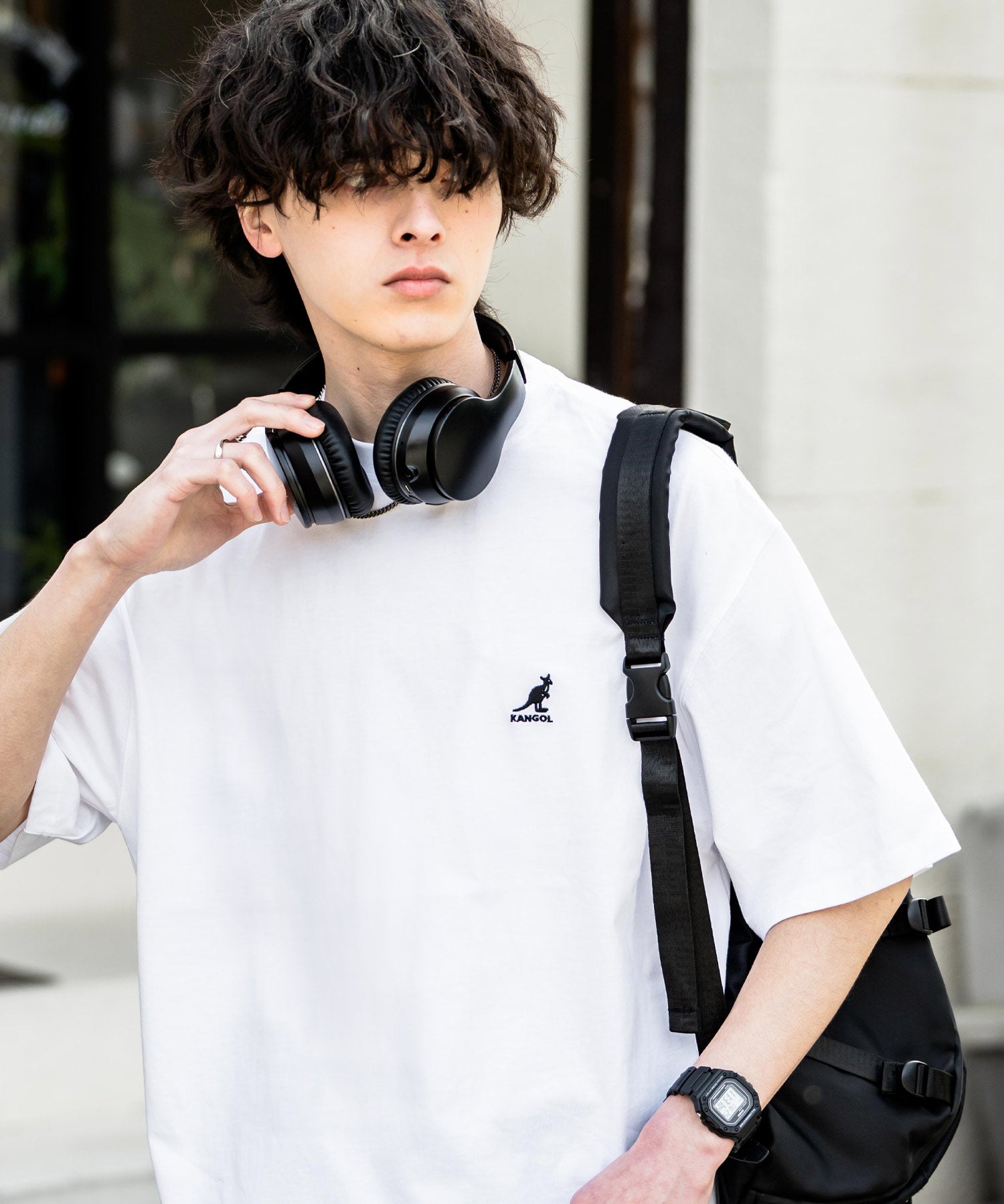 KANGOL 別注コラボ接触冷感ワンポイントロゴ刺繍半袖Tシャツ 15621