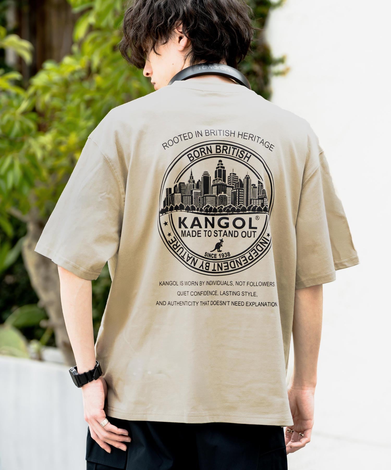 KANGOL カンゴール 別注コラボ 接触冷感オーバーサイズバックプリント半袖Tシャツ 15622