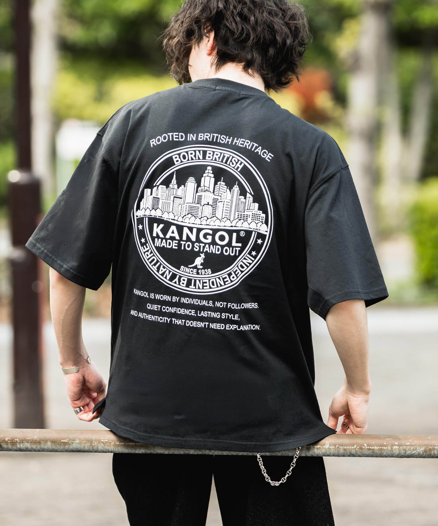 KANGOL カンゴール 別注コラボ 接触冷感オーバーサイズバックプリント半袖Tシャツ 15622